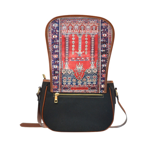 Red Blue Vintage Antique Persian Rug Saddle Bag/Small (Model 1649)(Flap Customization)