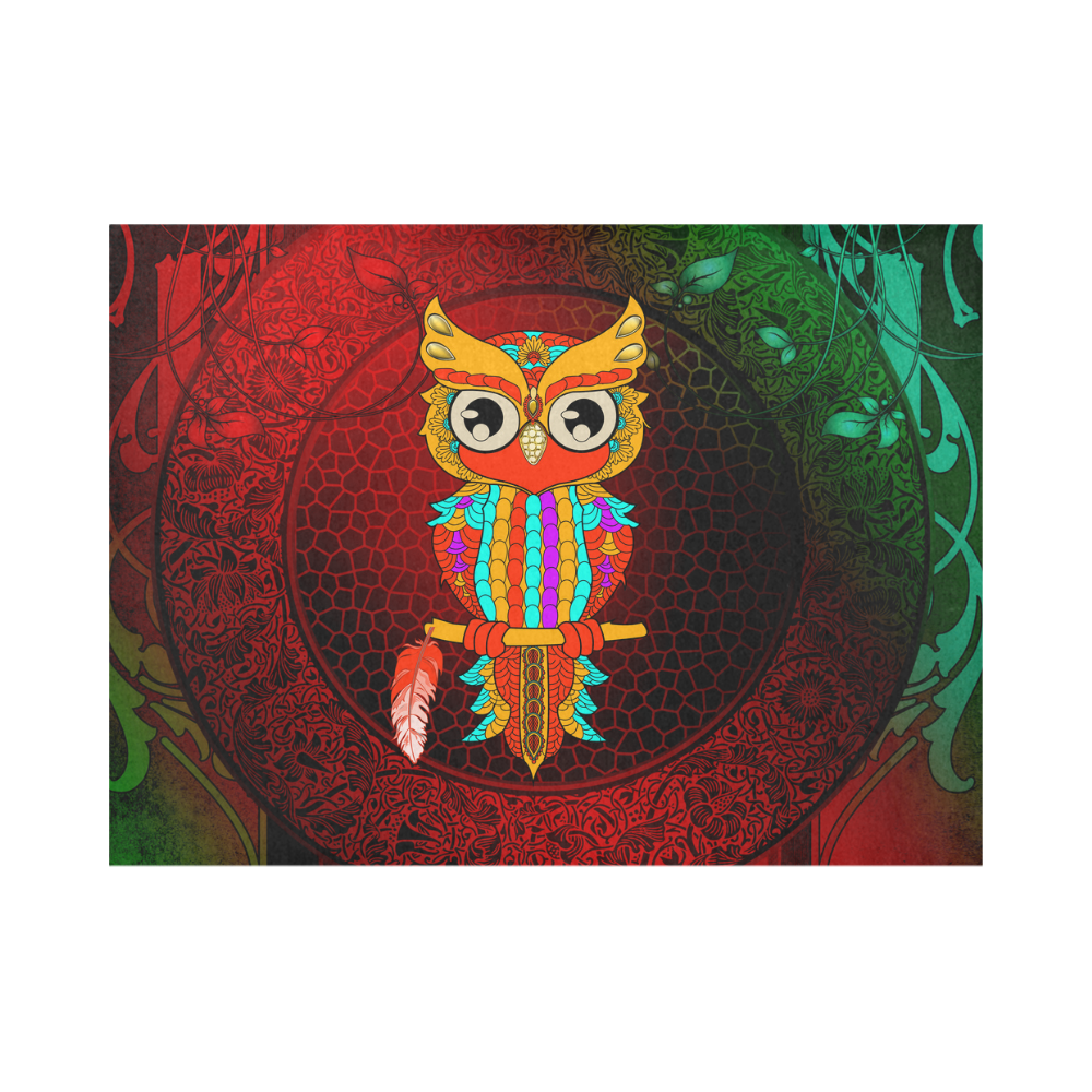 Cute owl, mandala design Placemat 14’’ x 19’’ (Set of 2)