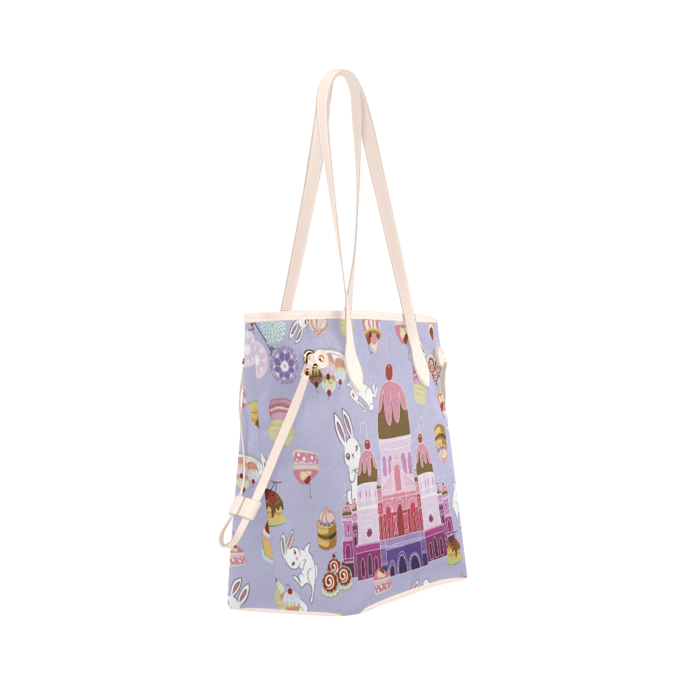 Amusement of Rabbit Blue Clover Canvas Tote Bag (Model 1661)