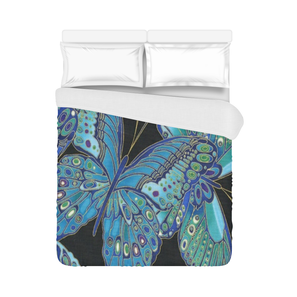 Teal Butterfly Pattern Duvet Cover 86"x70" ( All-over-print)