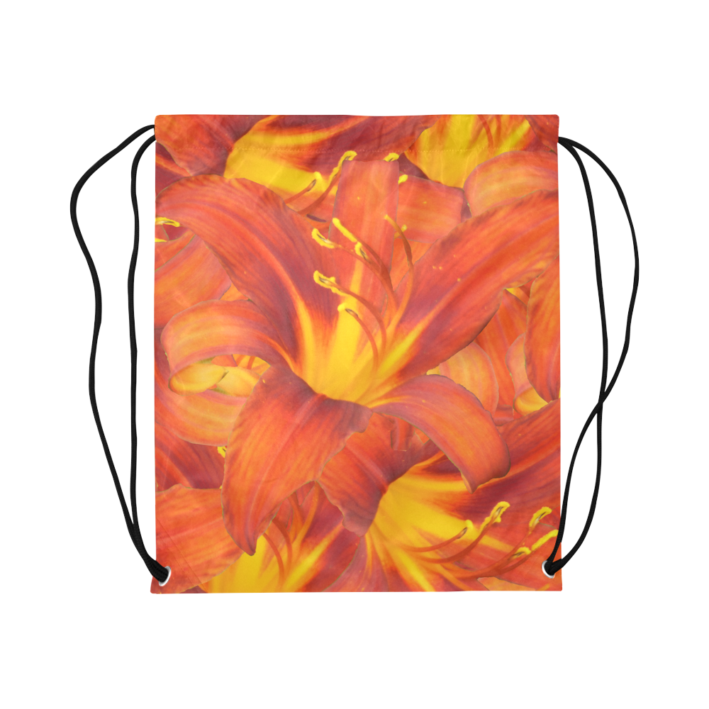 Orange Daylilies Large Drawstring Bag Model 1604 (Twin Sides)  16.5"(W) * 19.3"(H)
