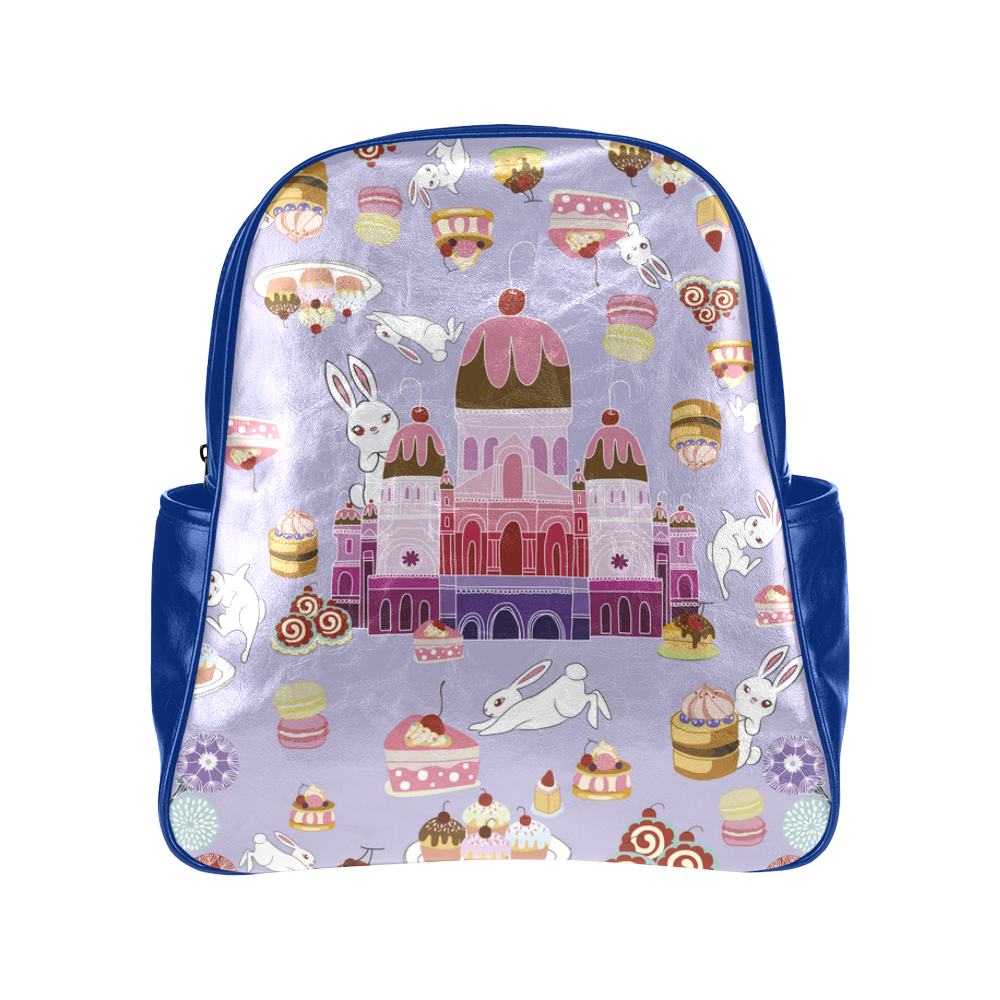 Amusement of Rabbit Blue Multi-Pockets Backpack (Model 1636)