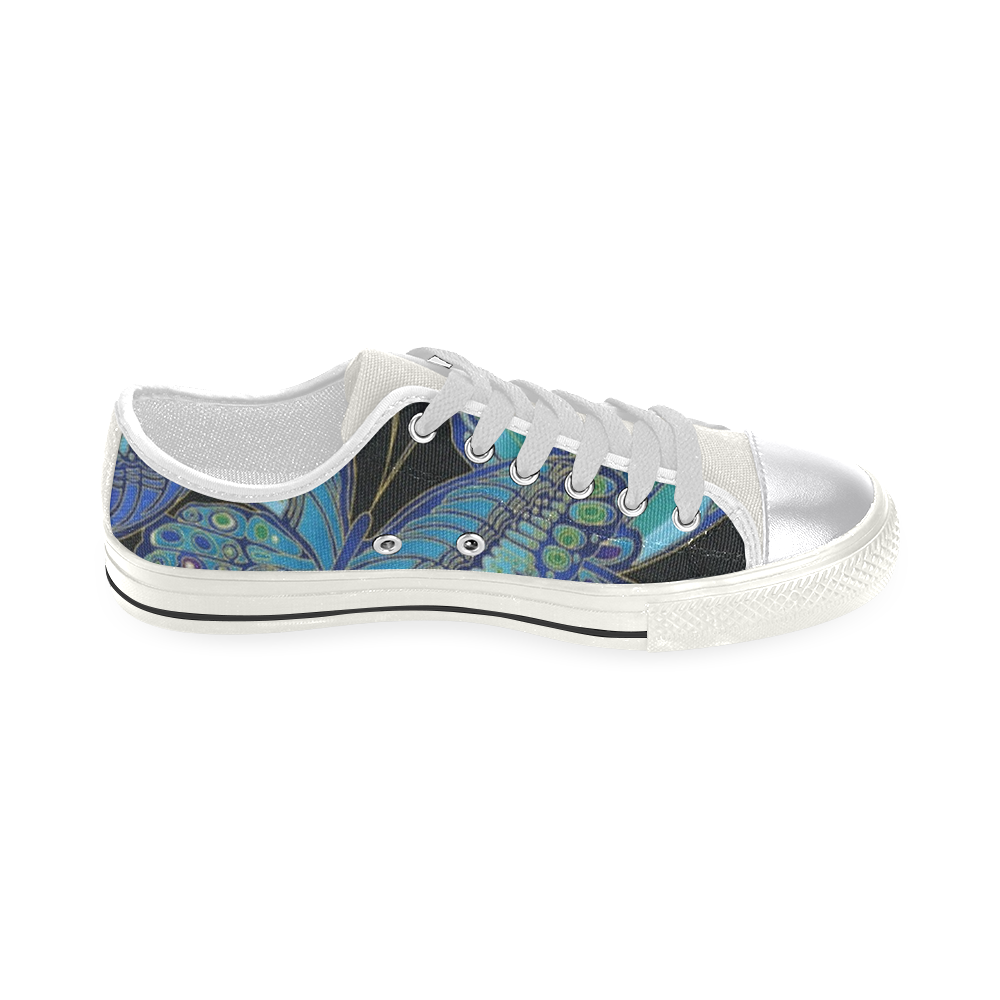 Teal Butterfly Pattern Women's Classic Canvas Shoes (Model 018)