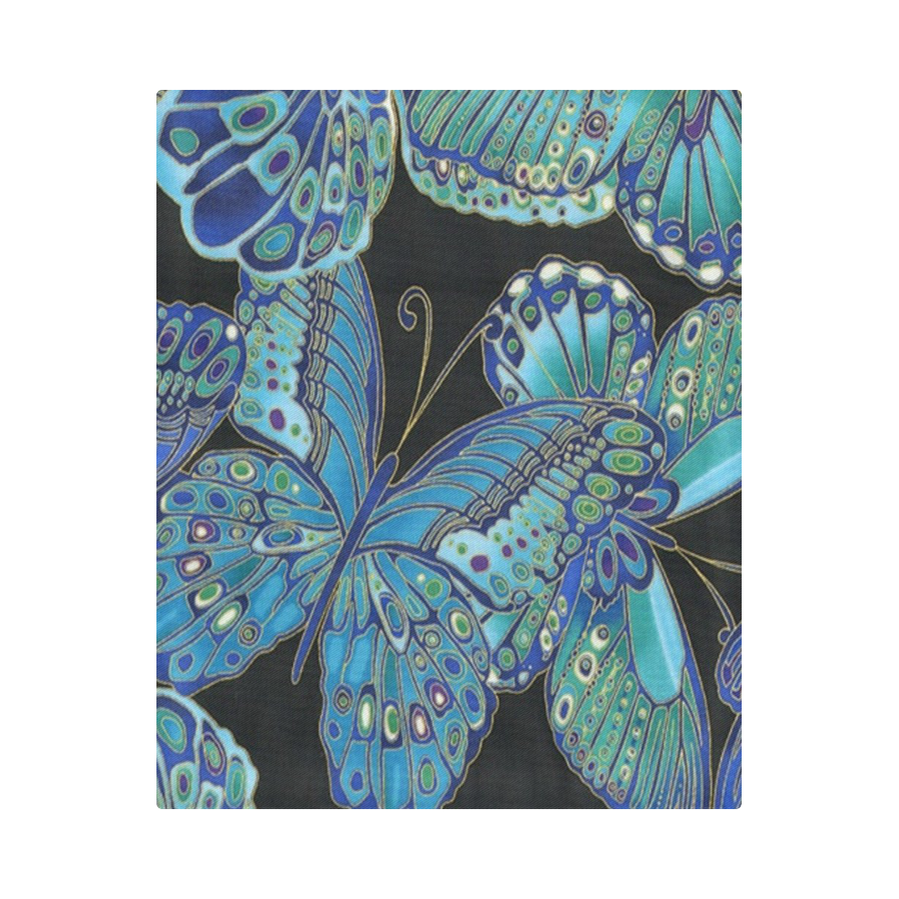 Teal Butterfly Pattern Duvet Cover 86