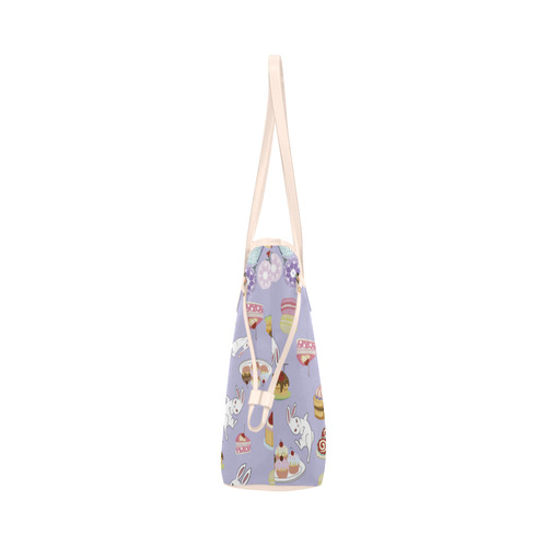 Amusement of Rabbit Blue Clover Canvas Tote Bag (Model 1661)