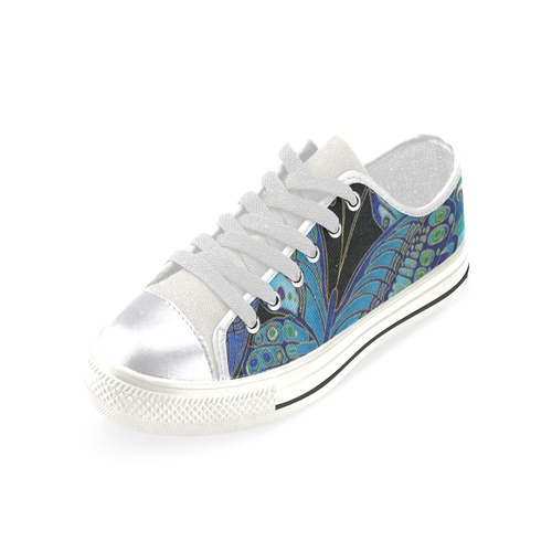 Teal Butterfly Pattern Women's Classic Canvas Shoes (Model 018)