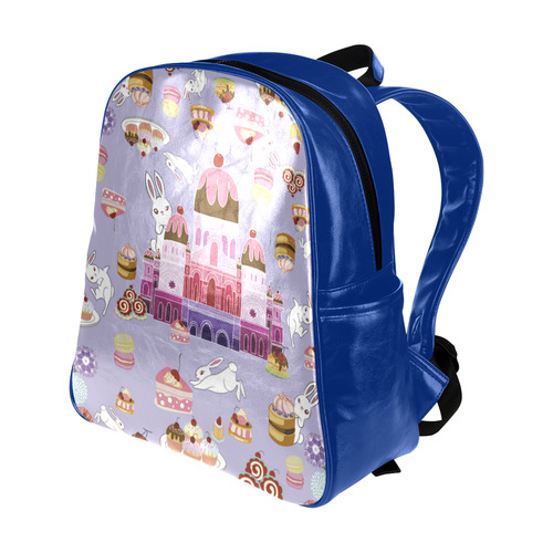 Amusement of Rabbit Blue Multi-Pockets Backpack (Model 1636)