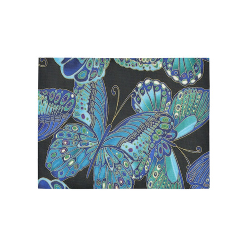 Teal Butterfly Pattern Area Rug 5'3''x4'