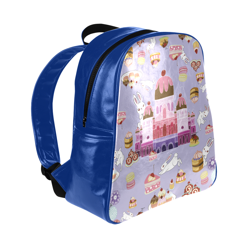 Amusement of Rabbit Blue Multi-Pockets Backpack (Model 1636)