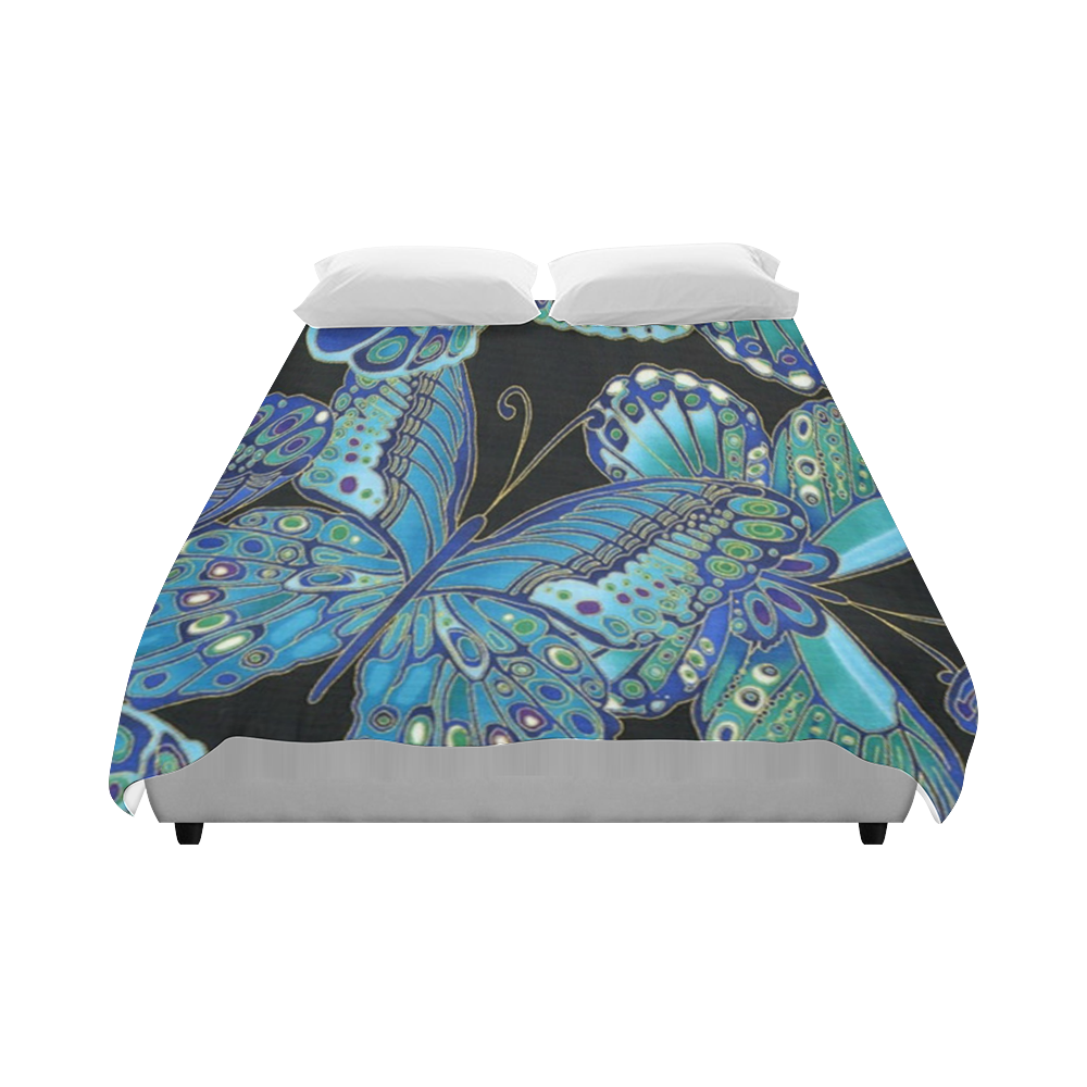 Teal Butterfly Pattern Duvet Cover 86"x70" ( All-over-print)