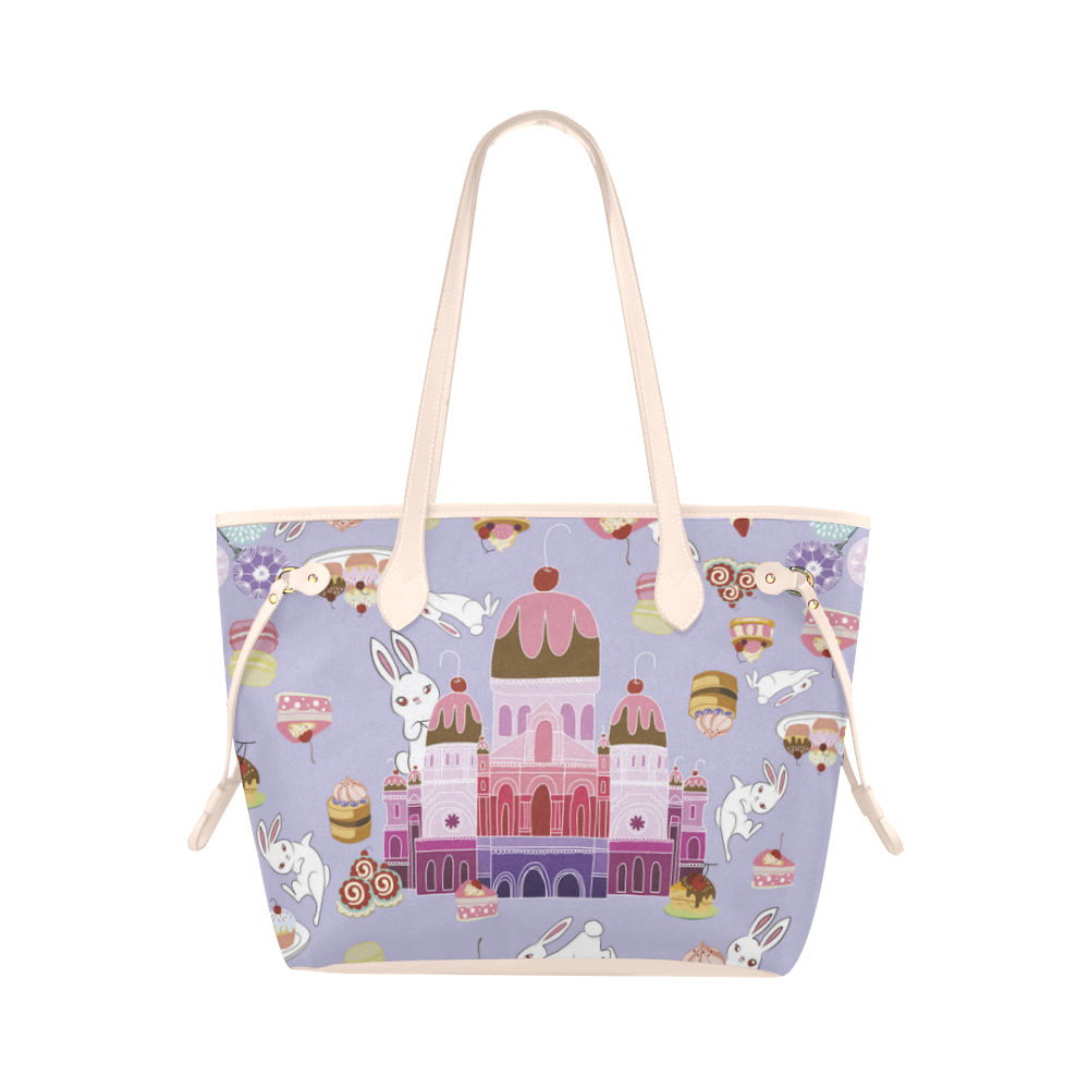 Amusement of Rabbit Blue Clover Canvas Tote Bag (Model 1661)