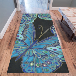 Teal Butterfly Pattern Area Rug 9'6''x3'3''