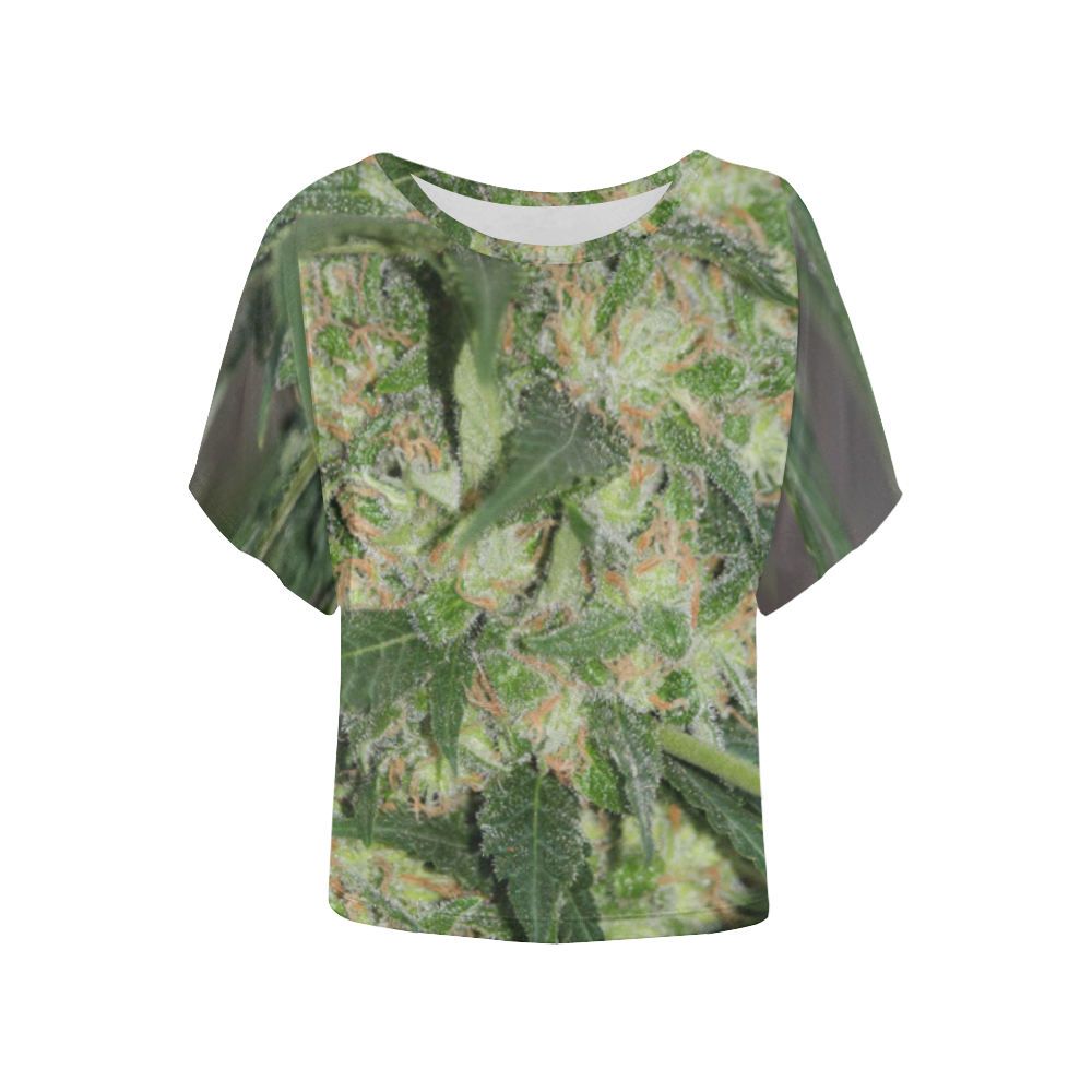 Green Crack Women's Batwing-Sleeved Blouse T shirt (Model T44)