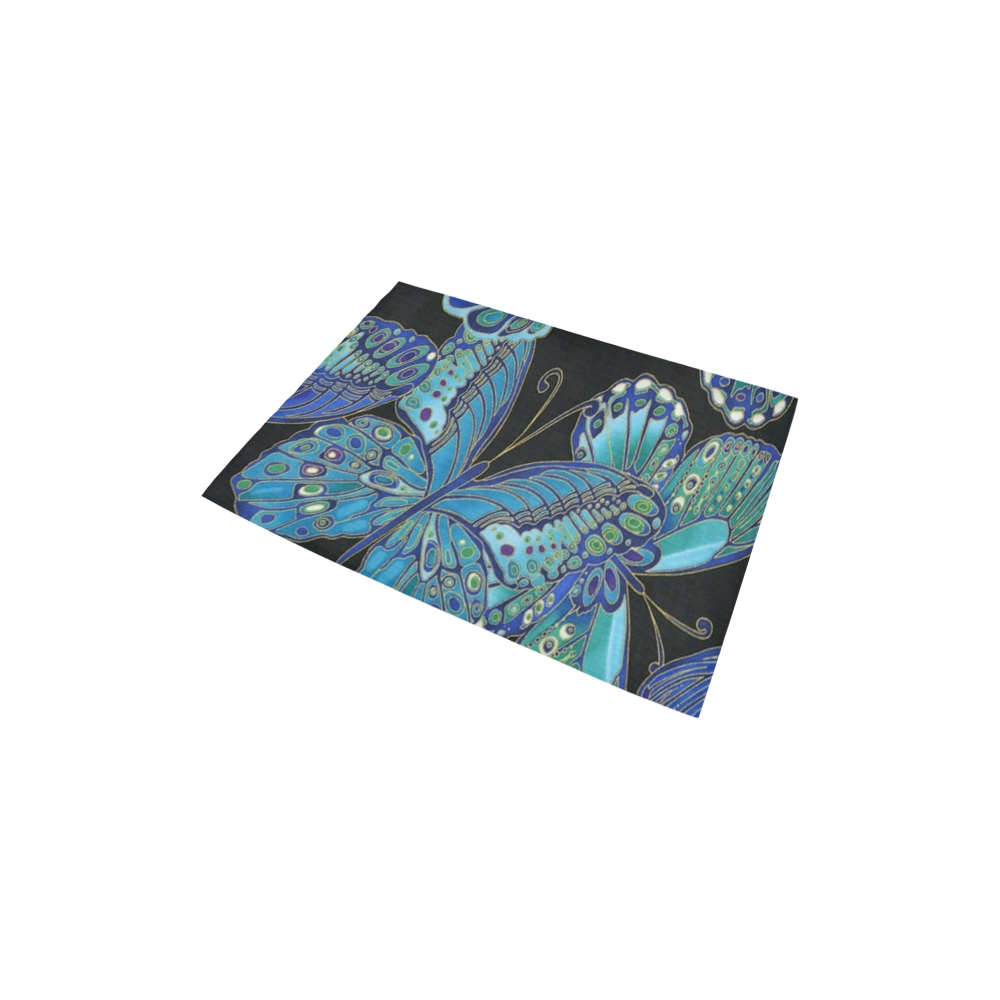 Teal Butterfly Pattern Area Rug 2'7"x 1'8‘’