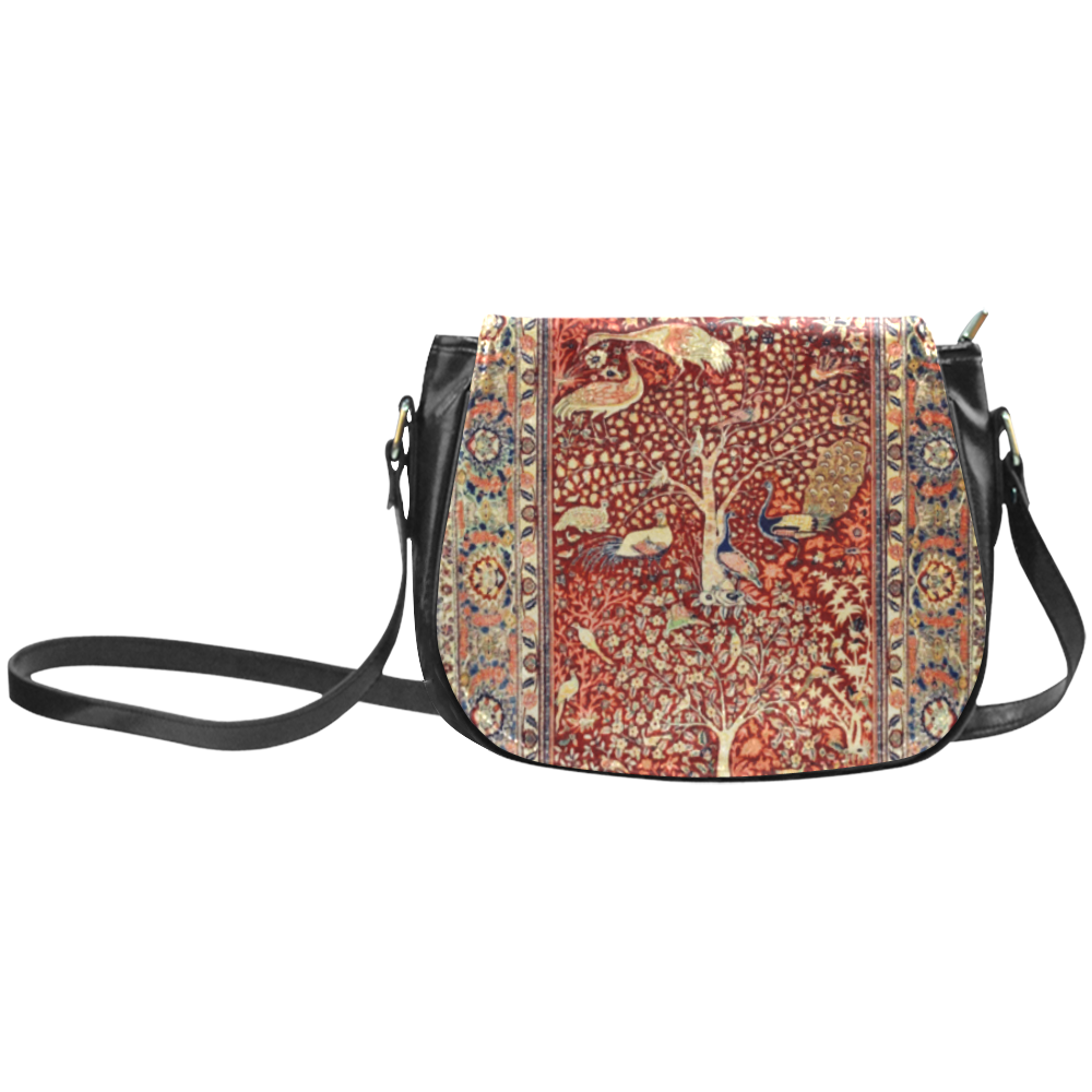 Persian Rug Bird Flower Tree Floral Classic Saddle Bag/Small (Model 1648)