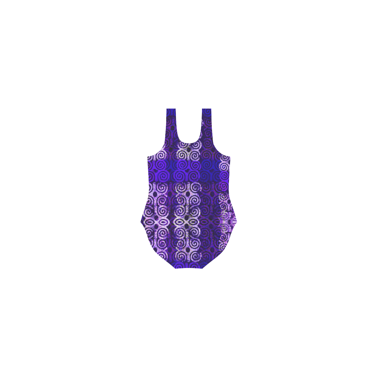 Blue African Batik Layered Design Vest One Piece Swimsuit (Model S04)