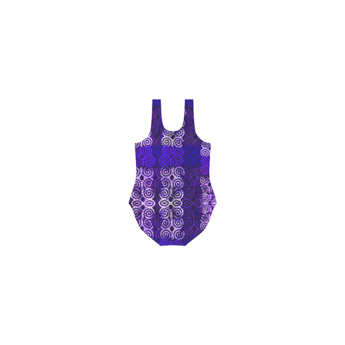 Blue African Batik Layered Design Vest One Piece Swimsuit (Model S04)