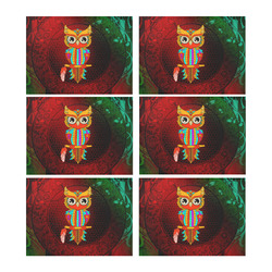 Cute owl, mandala design Placemat 14’’ x 19’’ (Set of 6)