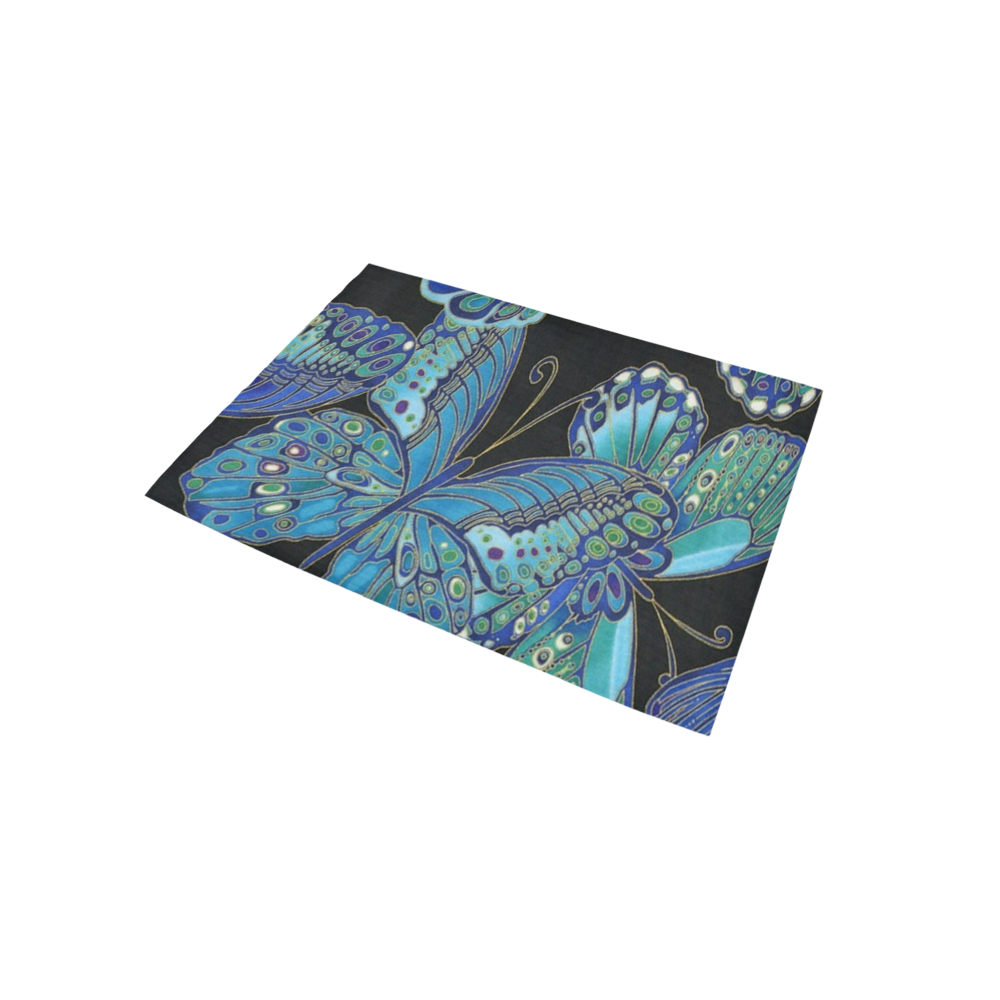 Teal Butterfly Pattern Area Rug 5'x3'3''