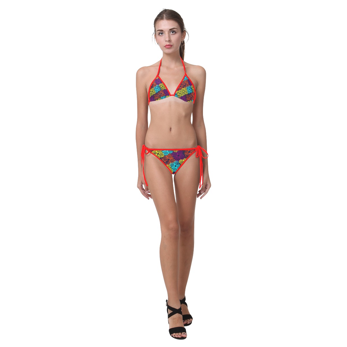 Multicolored Ethnic African Rings Custom Bikini Swimsuit (Model S01)