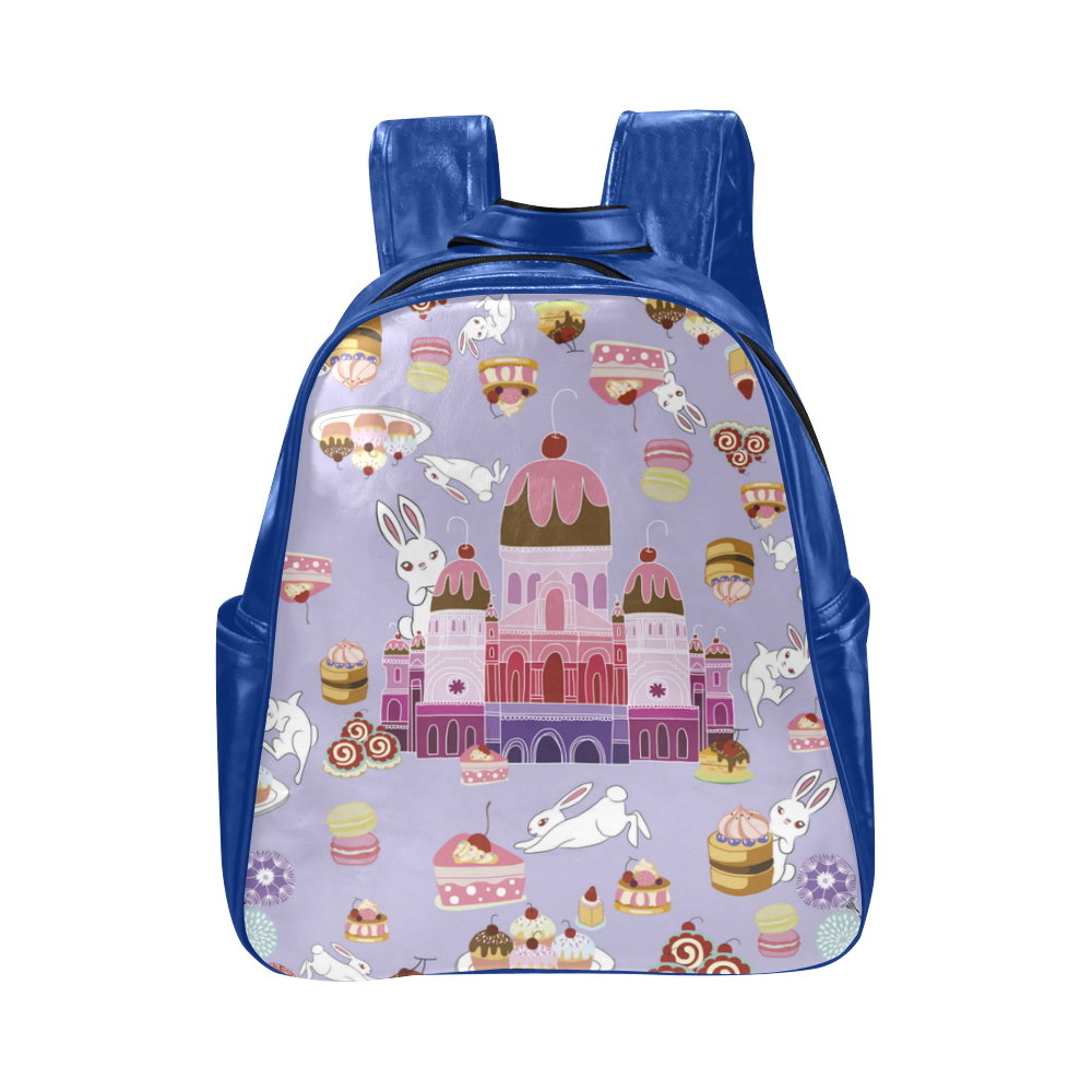 Amusement of Rabbit Blue Multi-Pockets Backpack (Model 1636)