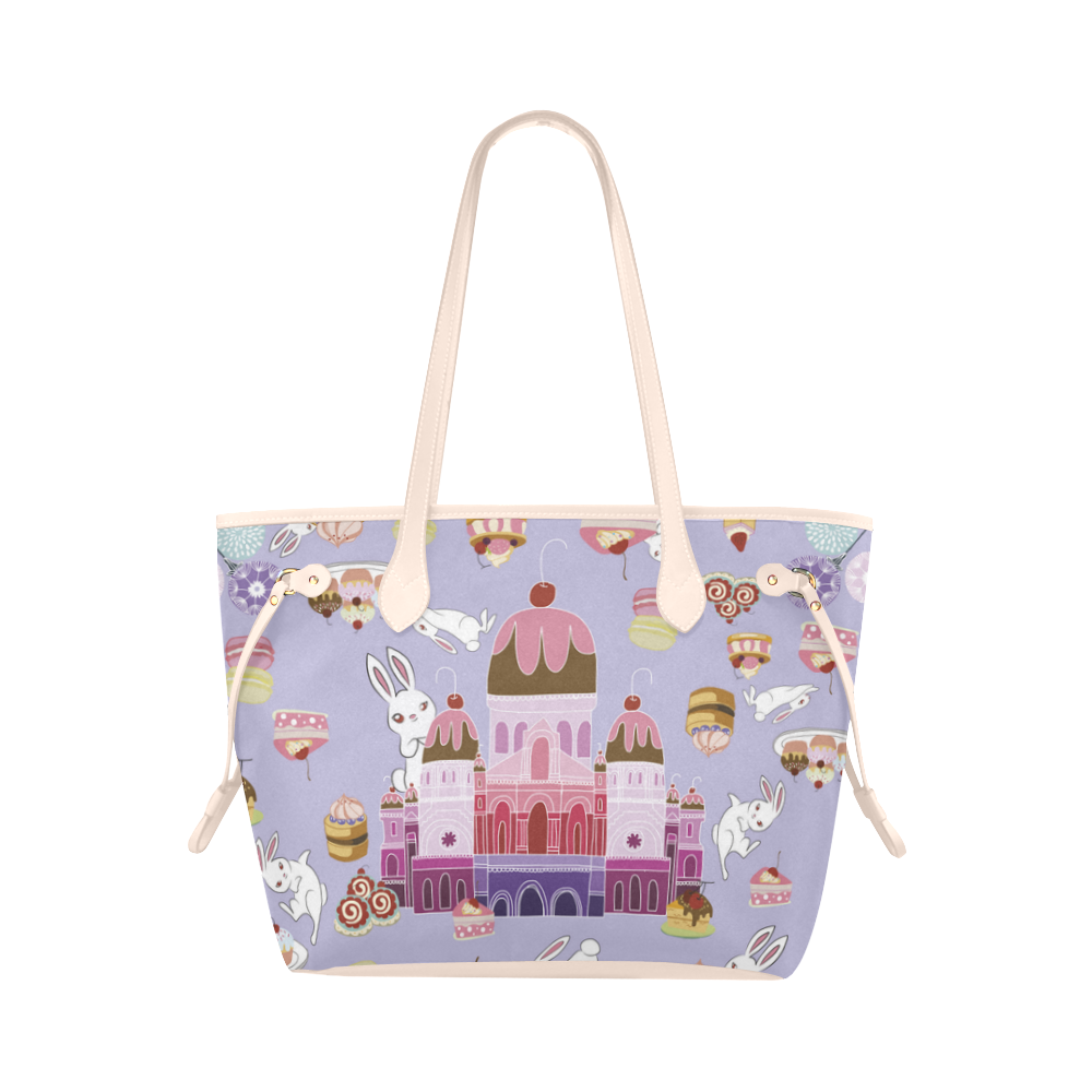 Amusement of Rabbit Blue Clover Canvas Tote Bag (Model 1661)