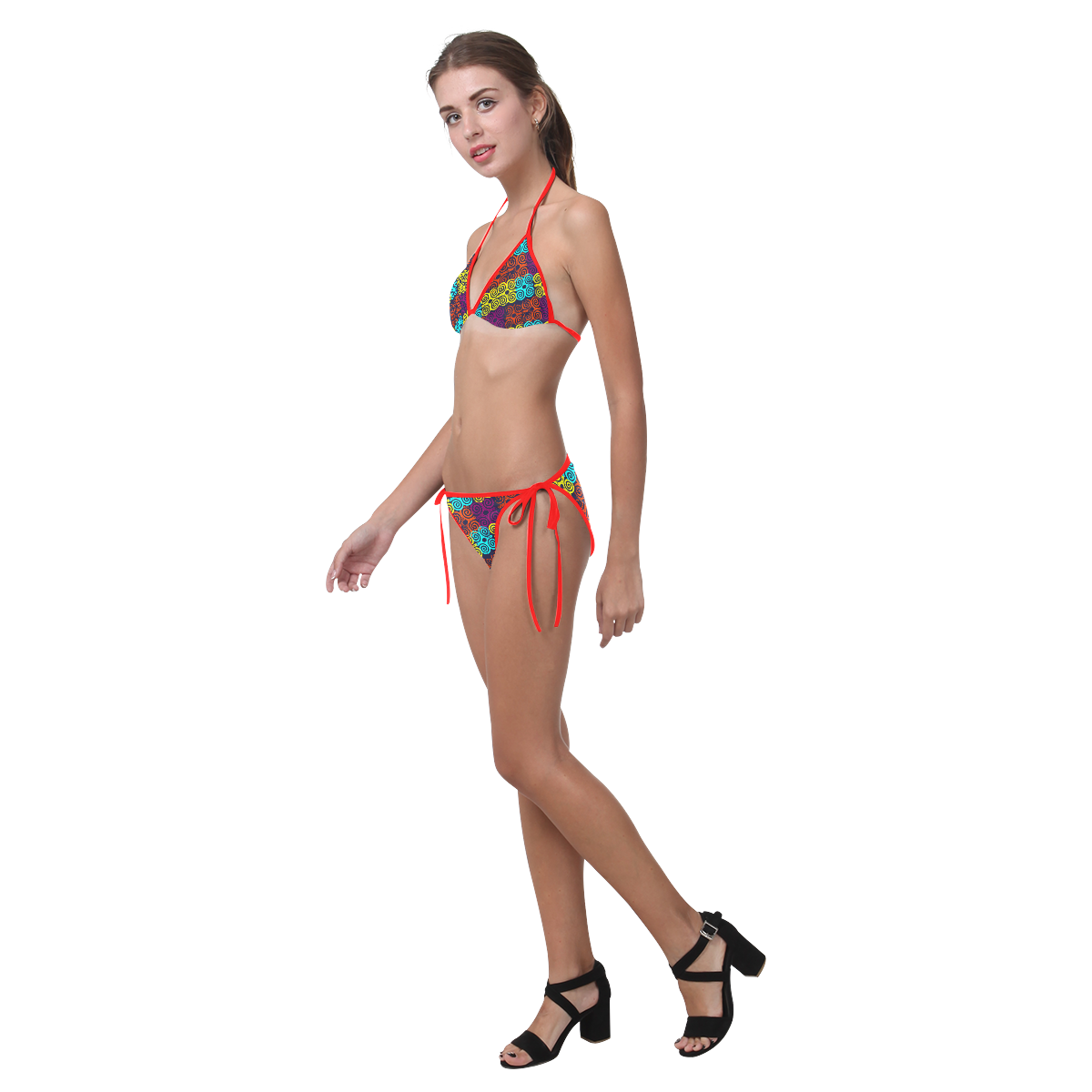 Multicolored Ethnic African Rings Custom Bikini Swimsuit (Model S01)