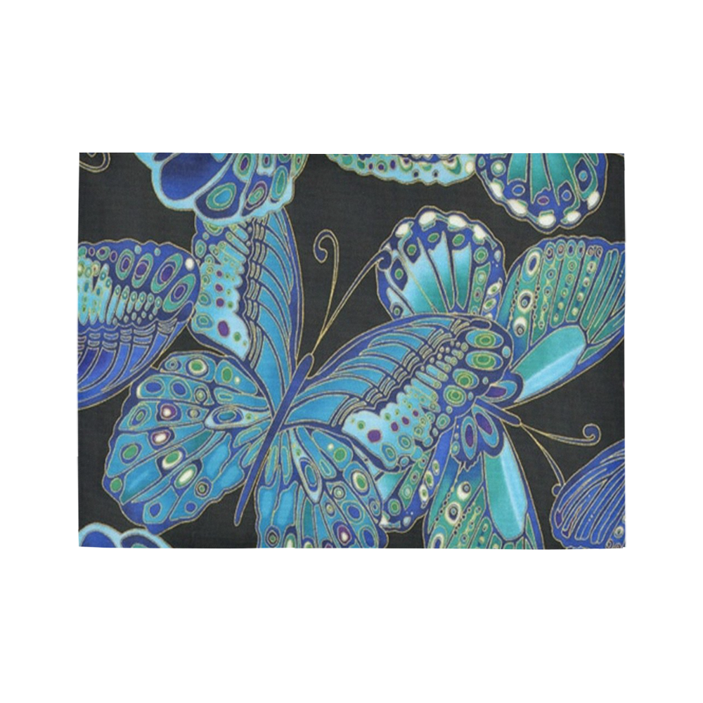 Teal Butterfly Pattern Area Rug7'x5'