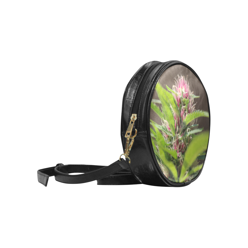 Pink Hair Lady Round Sling Bag (Model 1647)