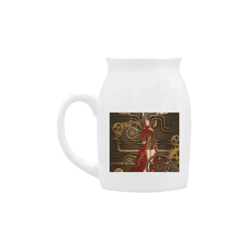 Steampunk, awesome steam lady Milk Cup (Small) 300ml