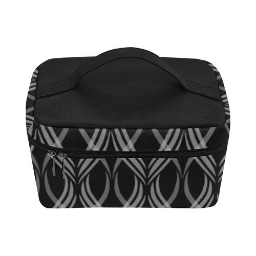 Black & White Ribbons Cosmetic Bag/Large (Model 1658)