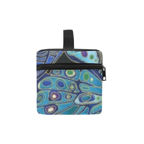 Teal Butterfly Pattern Cosmetic Bag/Large (Model 1658)
