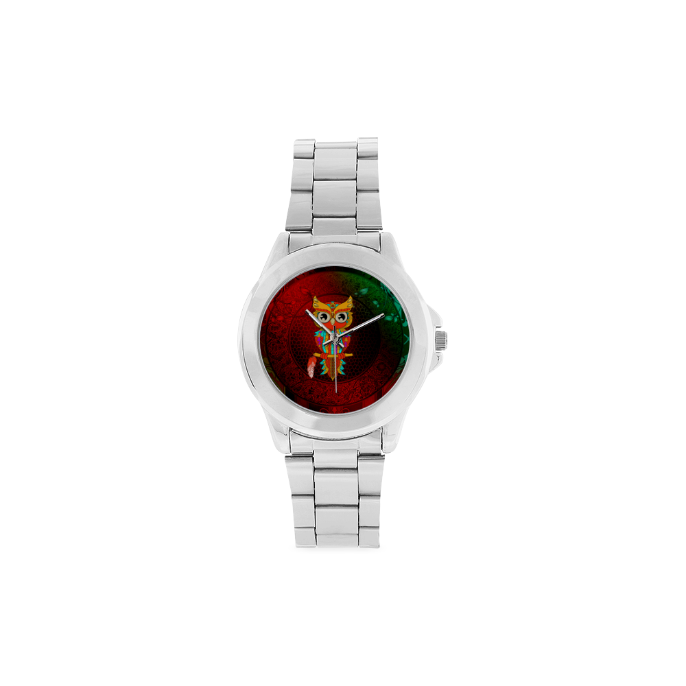 Cute owl, mandala design Unisex Stainless Steel Watch(Model 103)