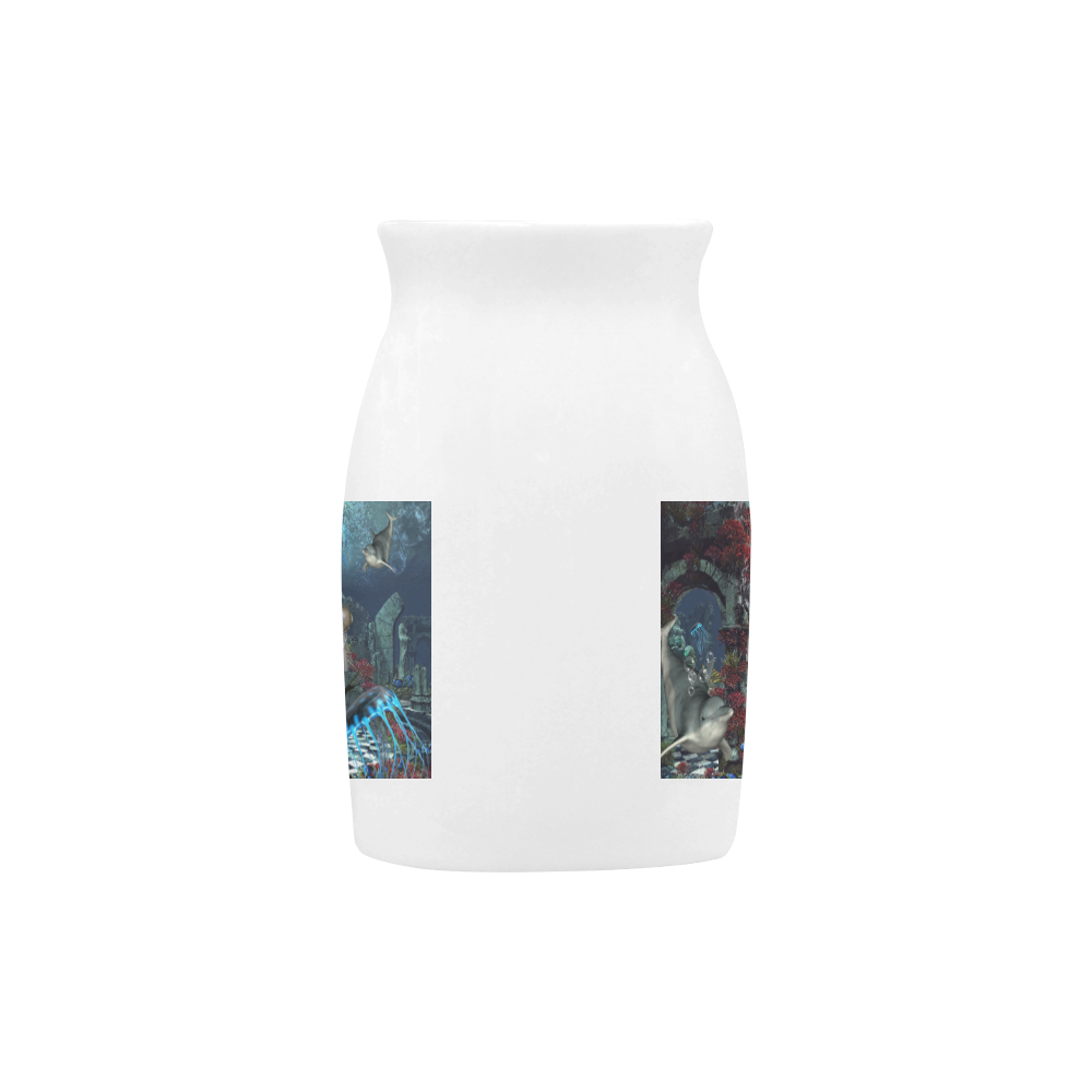 Beautiful mermaid swimming with dolphin Milk Cup (Large) 450ml