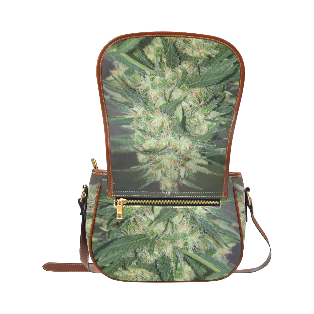 Green Crack Saddle Bag/Small (Model 1649) Full Customization