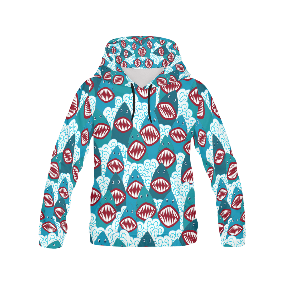 Angry Sharks All Over Print Hoodie for Men (USA Size) (Model H13)