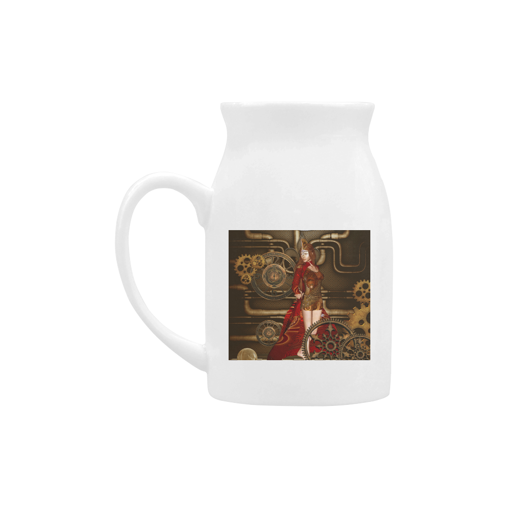 Steampunk, awesome steam lady Milk Cup (Large) 450ml