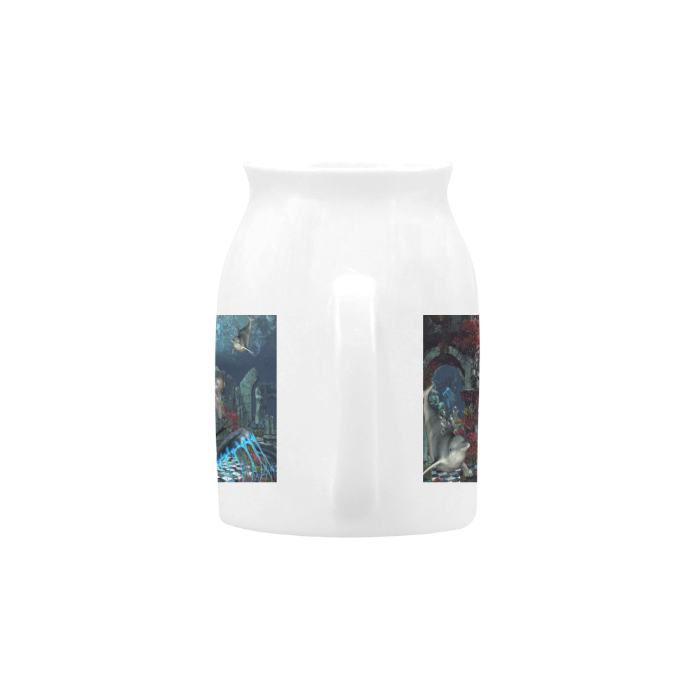 Beautiful mermaid swimming with dolphin Milk Cup (Small) 300ml