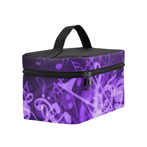 Purple Glow Music Notes Cosmetic Bag/Large (Model 1658)