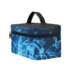 Blue Glow Music Notes Cosmetic Bag/Large (Model 1658)