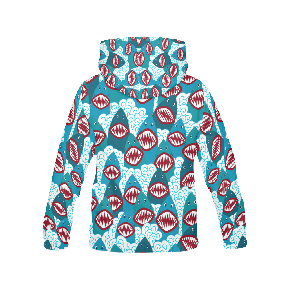 Angry Sharks All Over Print Hoodie for Men (USA Size) (Model H13)