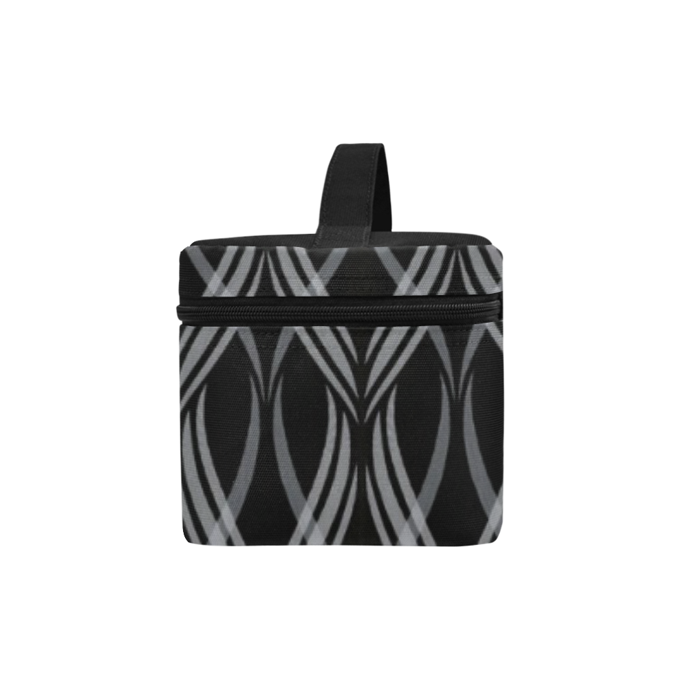 Black & White Ribbons Cosmetic Bag/Large (Model 1658)