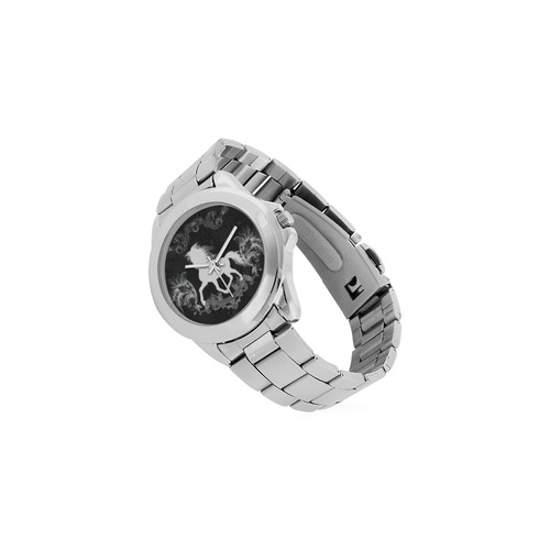 Horse, black and white Unisex Stainless Steel Watch(Model 103)