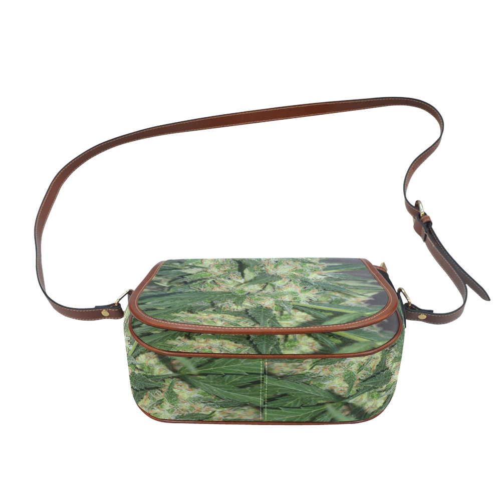 Green Crack Saddle Bag/Small (Model 1649) Full Customization