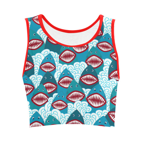 Angry Sharks Women's Crop Top (Model T42)