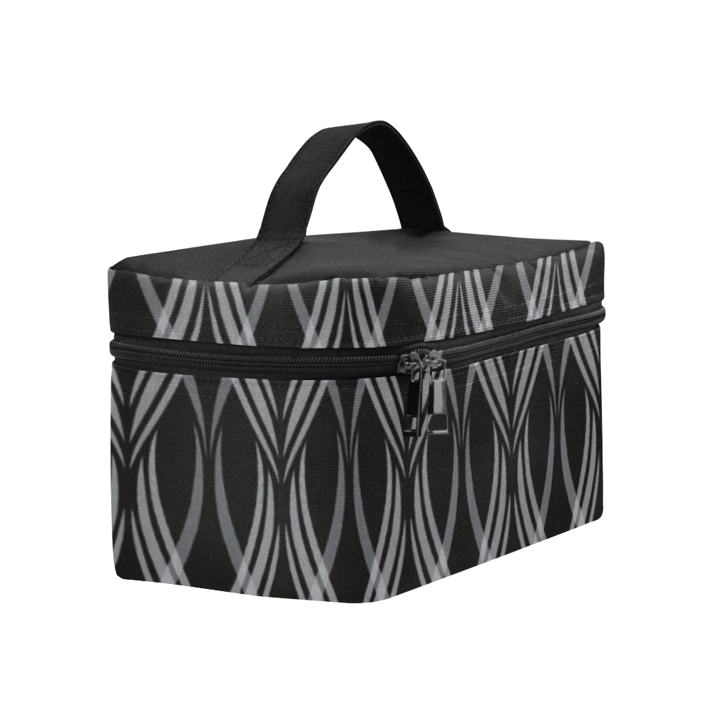 Black & White Ribbons Cosmetic Bag/Large (Model 1658)