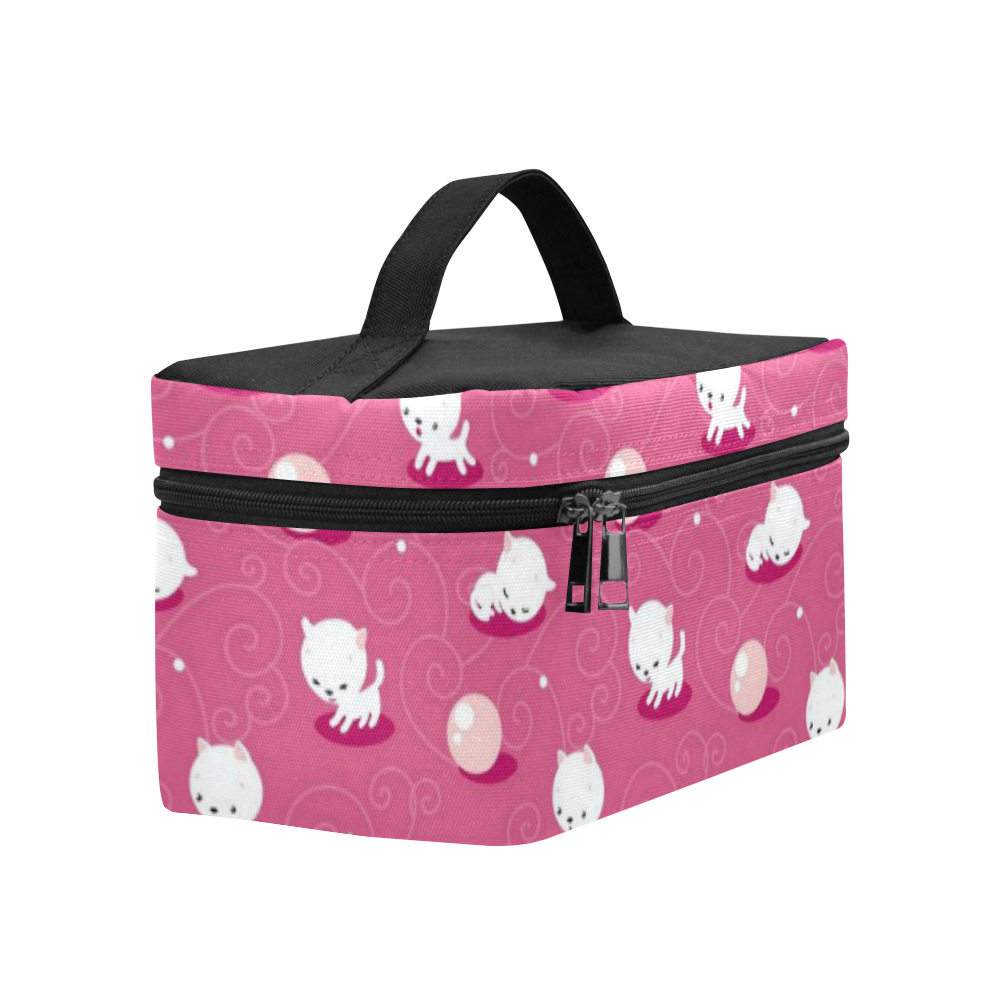Pink Pretty Kitty Cosmetic Bag/Large (Model 1658)