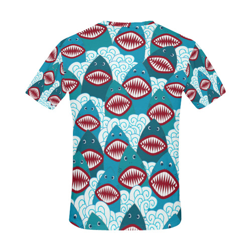 Angry Sharks All Over Print T-Shirt for Men (USA Size) (Model T40)