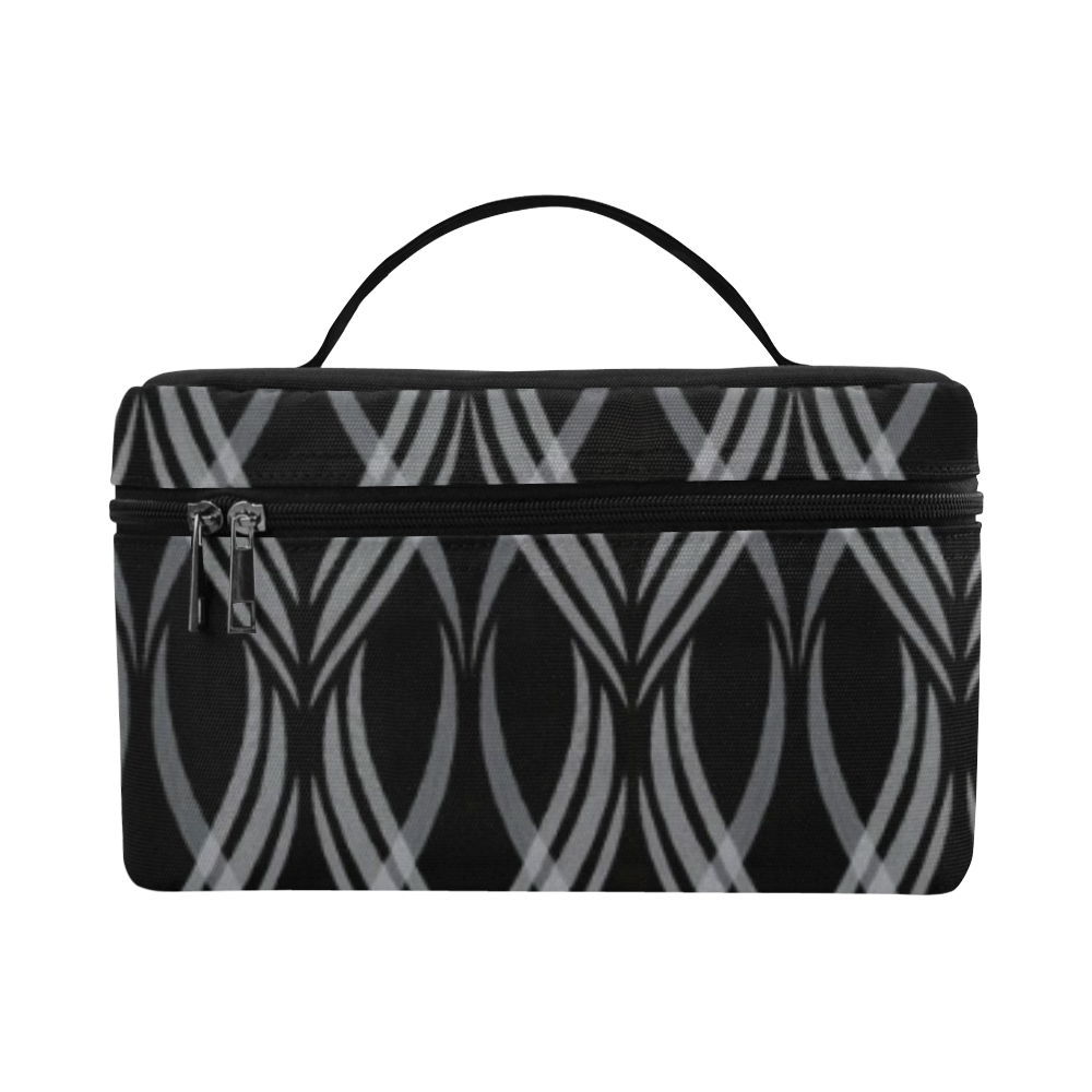 Black & White Ribbons Cosmetic Bag/Large (Model 1658)