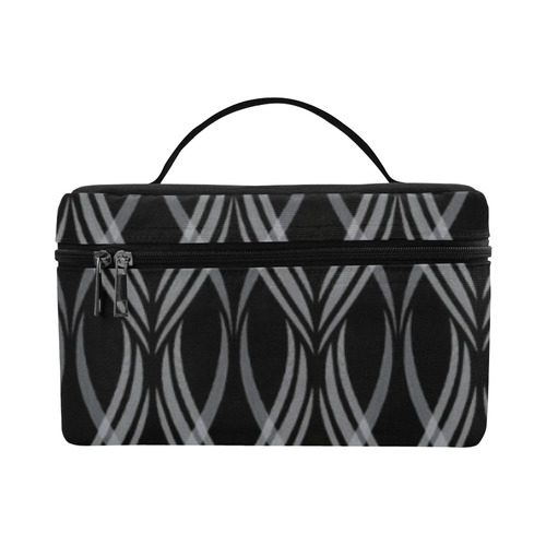 Black & White Ribbons Cosmetic Bag/Large (Model 1658)